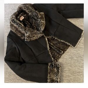 Vintage Juicy Couture Y2K Faux Suede And Fur Jacket Sz S Black Coat